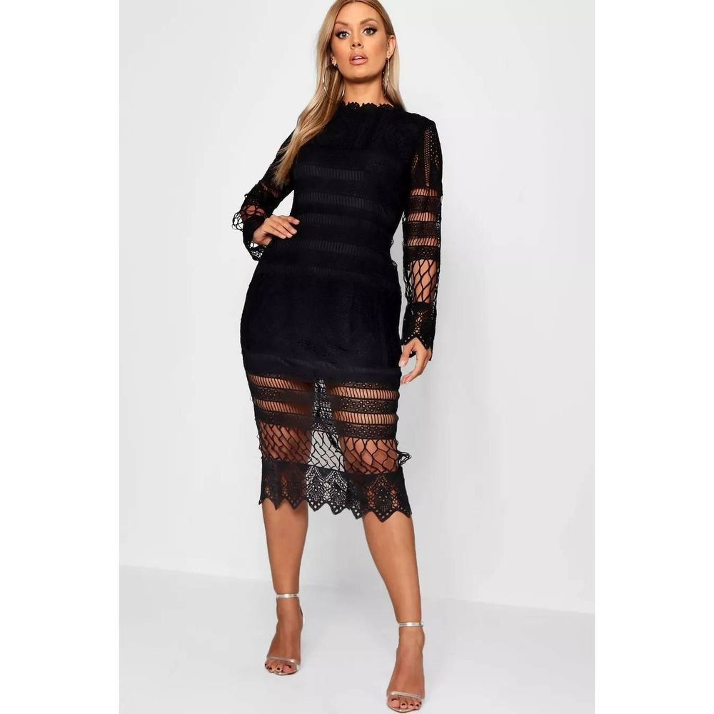 Boohoo Plus Lace Panelled Midi Dress In Black Sexy U.S. Womens 14.
Armpit to arm